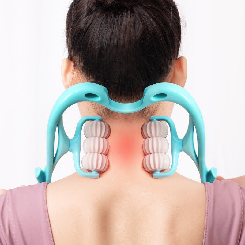 Six-Wheel Manual Neck Massager – Multifunctional Roller Tool for Pain Relief