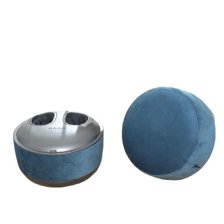 Lumafeet Footstool Round Pouf – Wireless Shiatsu Heating Foot & Leg Massager, Ottoman Vibrator Therapy Massage Machine