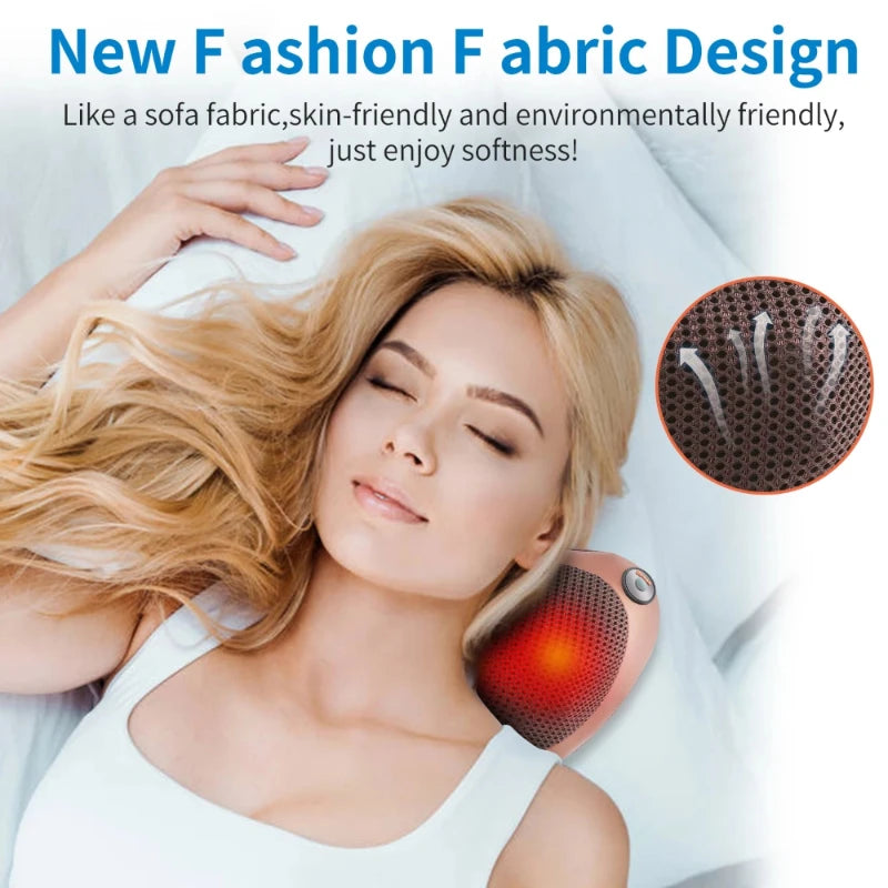 Electric Shiatsu Massage Pillow with 8 Heads – Head, Neck, Shoulders & Back Relaxation