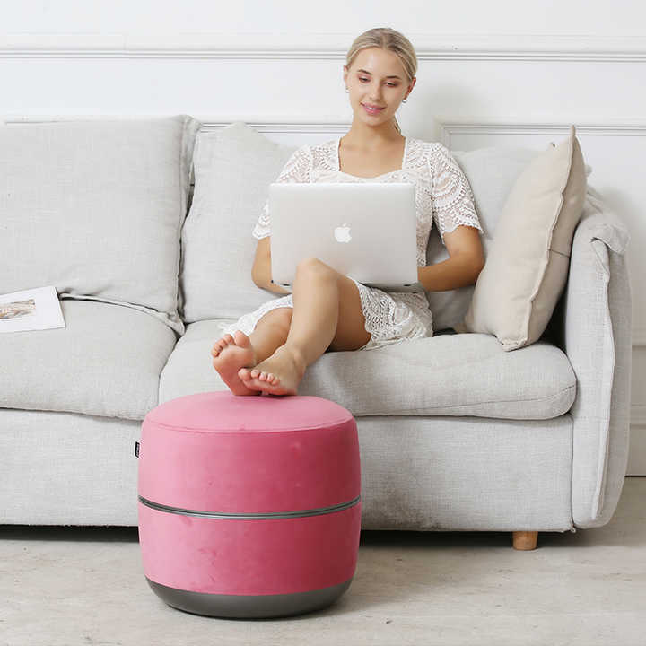 Lumafeet Footstool Round Pouf – Wireless Shiatsu Heating Foot & Leg Massager, Ottoman Vibrator Therapy Massage Machine