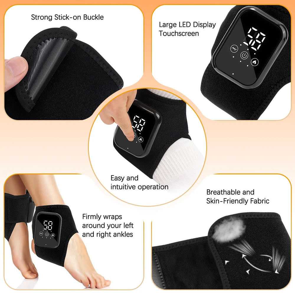 Ankle Brace With Adjustable Hot Compress Vibration Massage