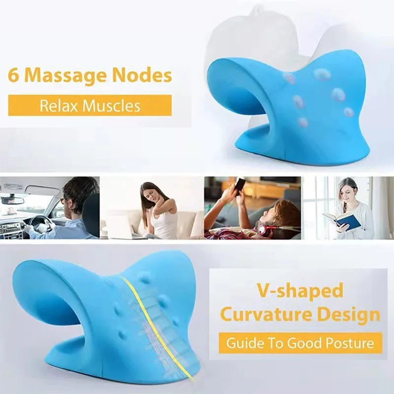Cervical Spine Stretch Neck & Shoulder Relaxer - Traction Device & Massage Pillow