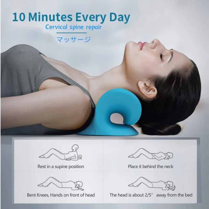 Cervical Spine Stretch Neck & Shoulder Relaxer - Traction Device & Massage Pillow