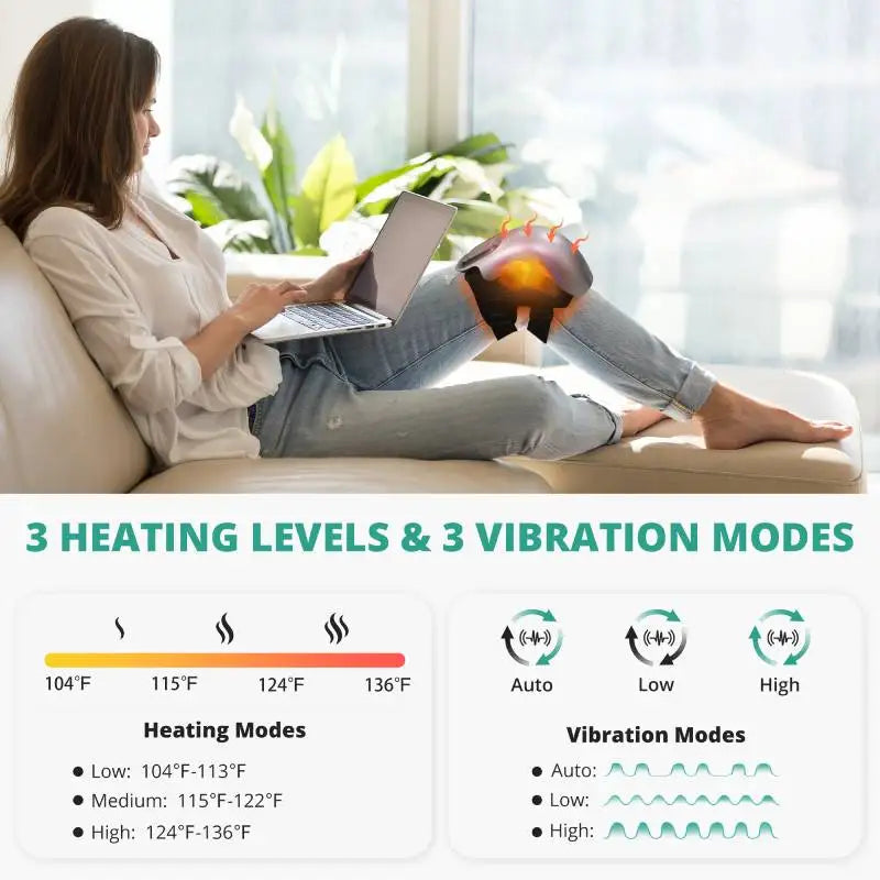 3 Heating Levels & 3 Vibration Modes Knee Massager