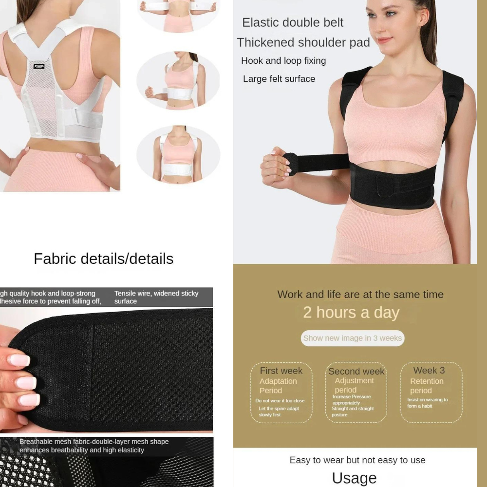 Adjustable Breathable Spine Support Brace – Posture Corrector for Men and Women