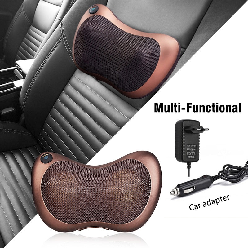Electric Shiatsu Massage Pillow with 8 Heads – Head, Neck, Shoulders & Back Relaxation