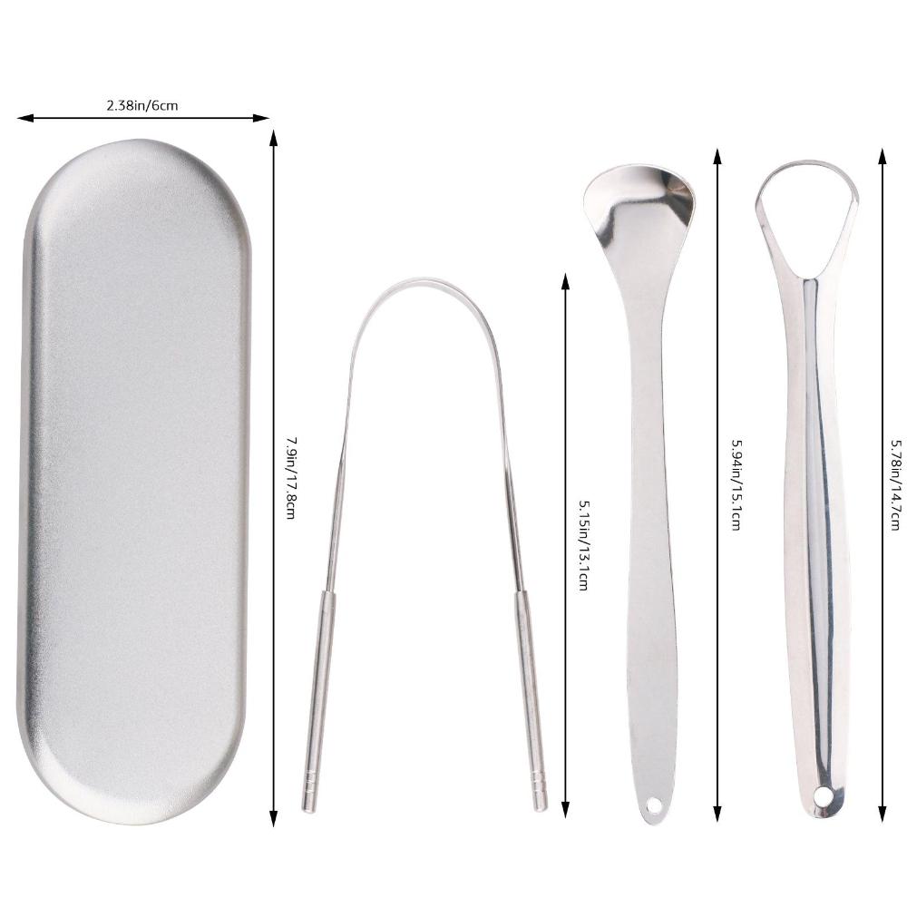 3 In 1 Stainless Steel Tongue Cleaner and Scrapper Size