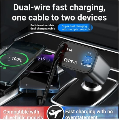 USB-C Retractable Car Charger