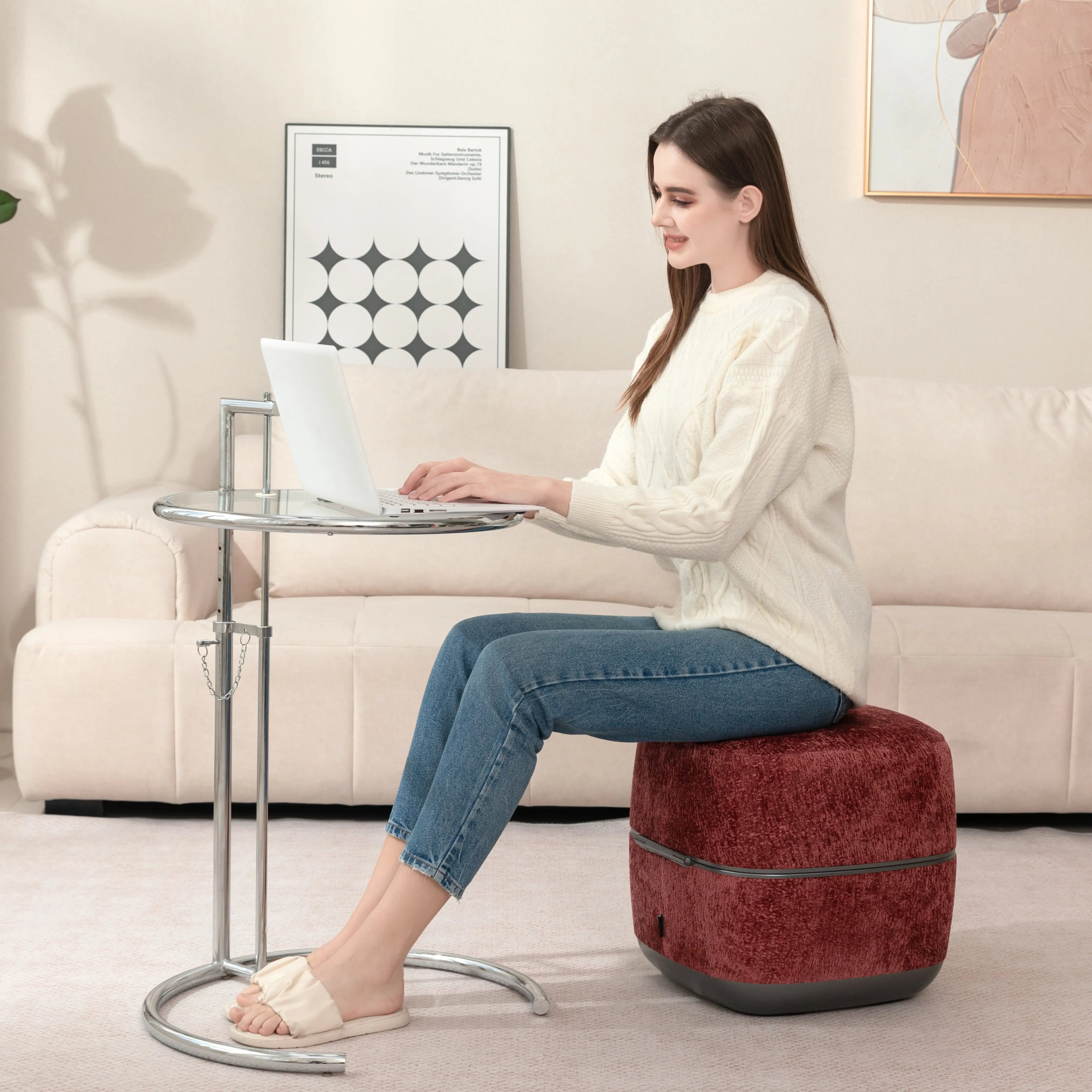 Lumafeet Heating Kneading Wireless Footstool Ottoman Stool Vibration Smart Health Foot Massager