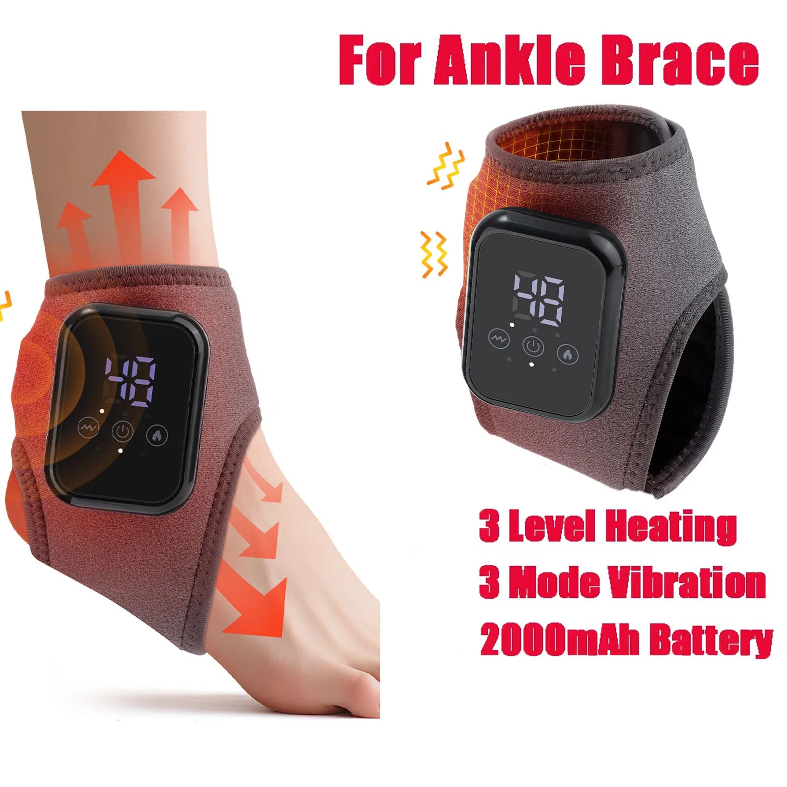 Ankle Brace With Adjustable Hot Compress Vibration Massage