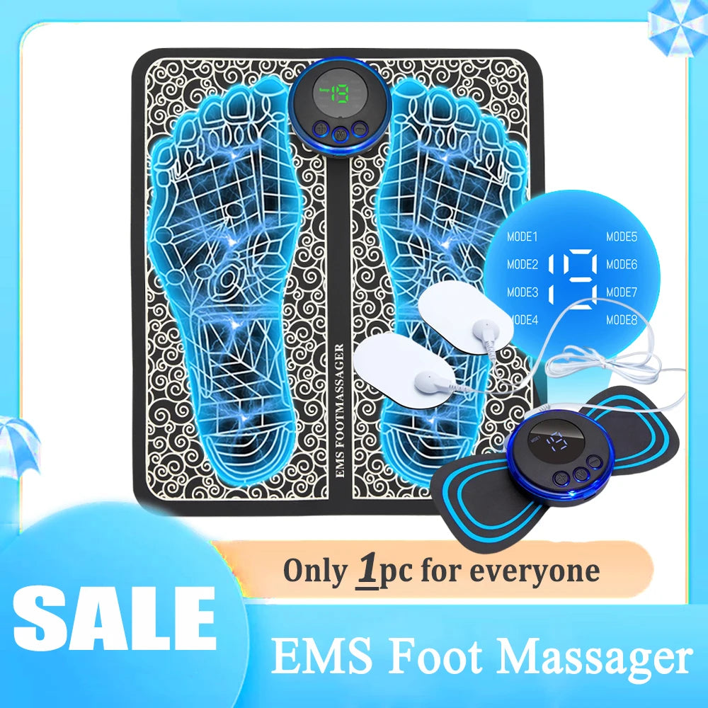 EMS Foot Massager Mat Electric TENS Feet Massager Pad Foldable Massage Mat Muscle Stimulation Fisioterapia Terapia Fisica Salud