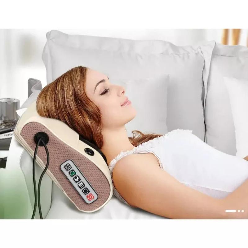 Light Gray 2-in-1 Shiatsu Massage Pillow with Heat for Neck and Back Relaxation